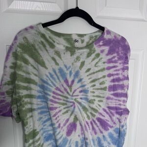 SO Spiral Tie-Dye Crop Top in Purple, Green & Blue